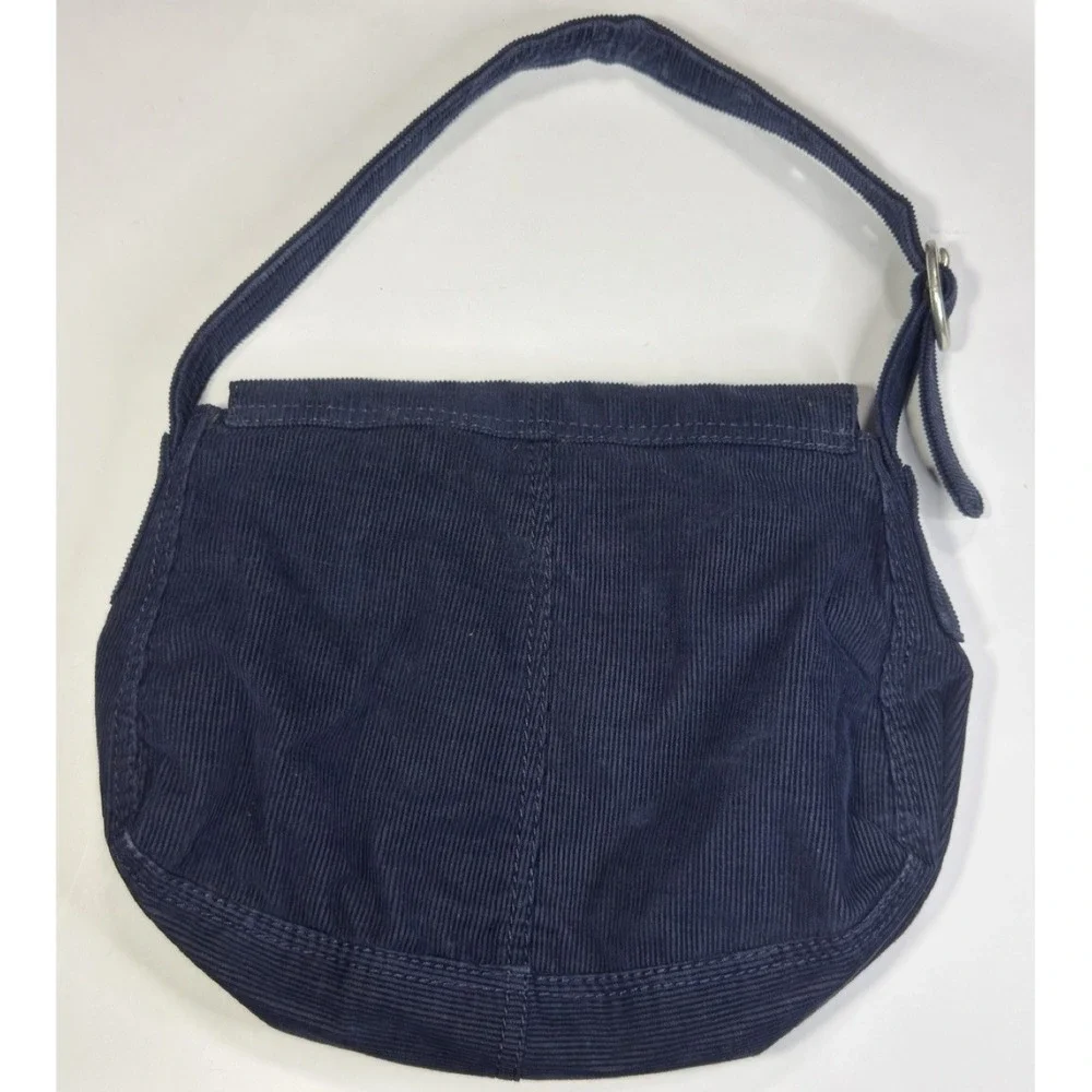 Lucky Corduroy Purse Blue Y2K Hobo Slouchy Cargo Saddle Shoulder Bag Festival